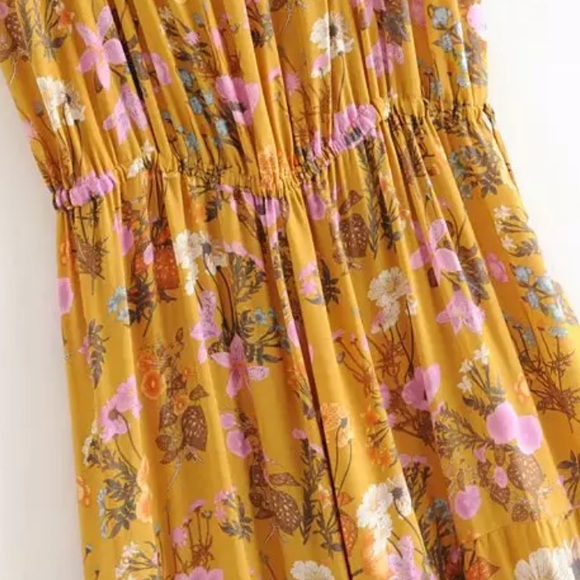 ❤️Bohemian Floral Print Maxi Dress yellow Boho - Picture 8 of 11